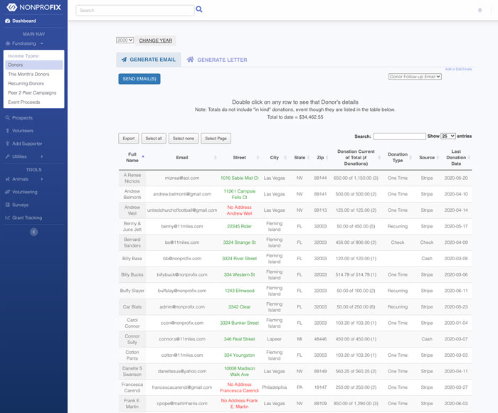 CRM Donor View Panel
